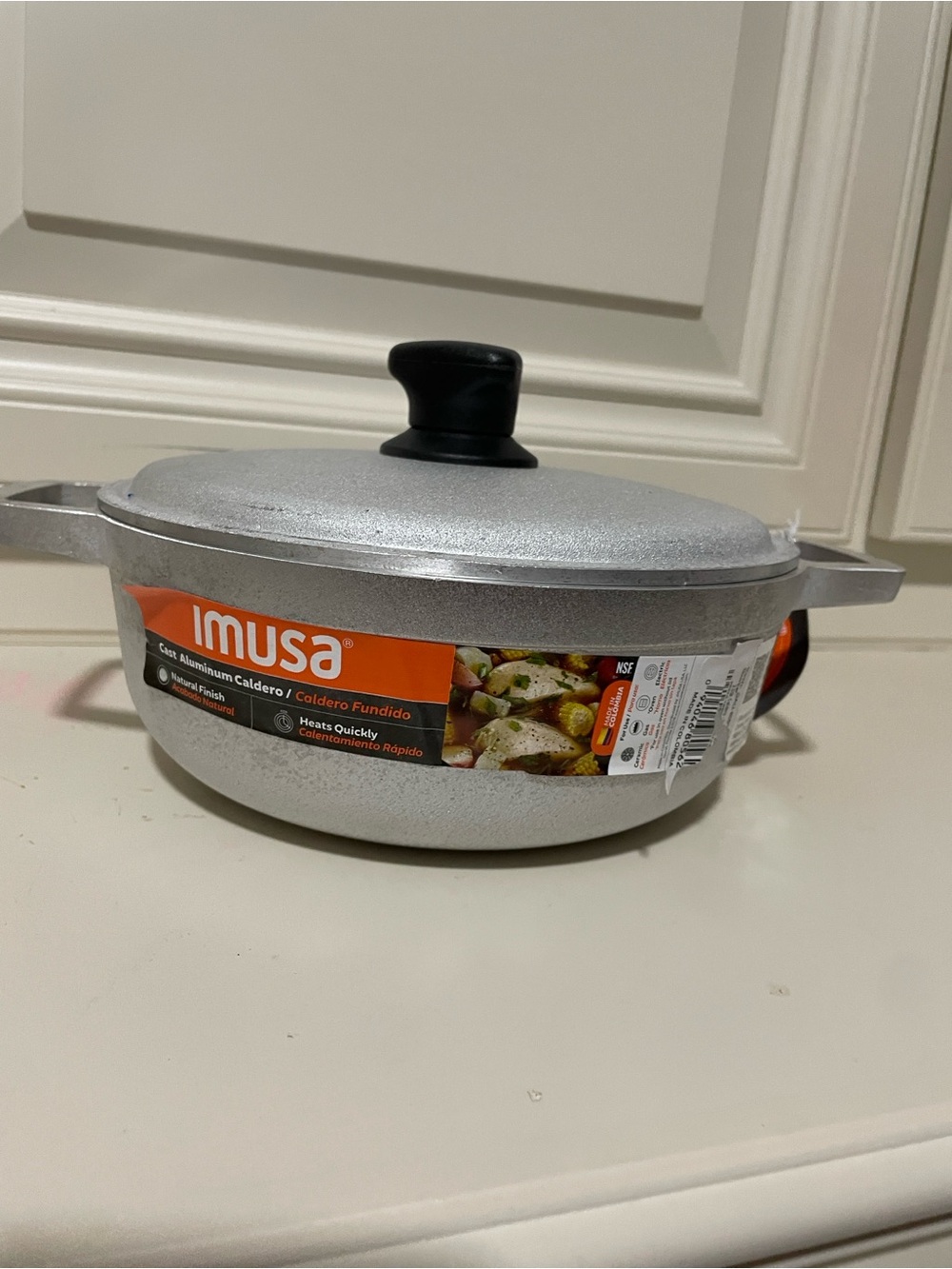 Imusa Silver Cast Aluminum Covered Skillet - Nonstick Frypan with Lid